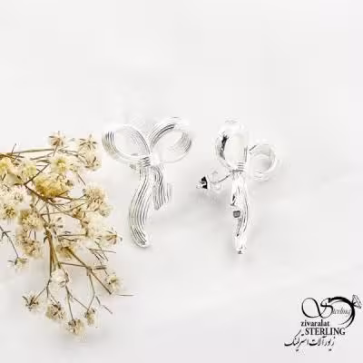 گوشواره میخی پاپیون سفید کد 17765