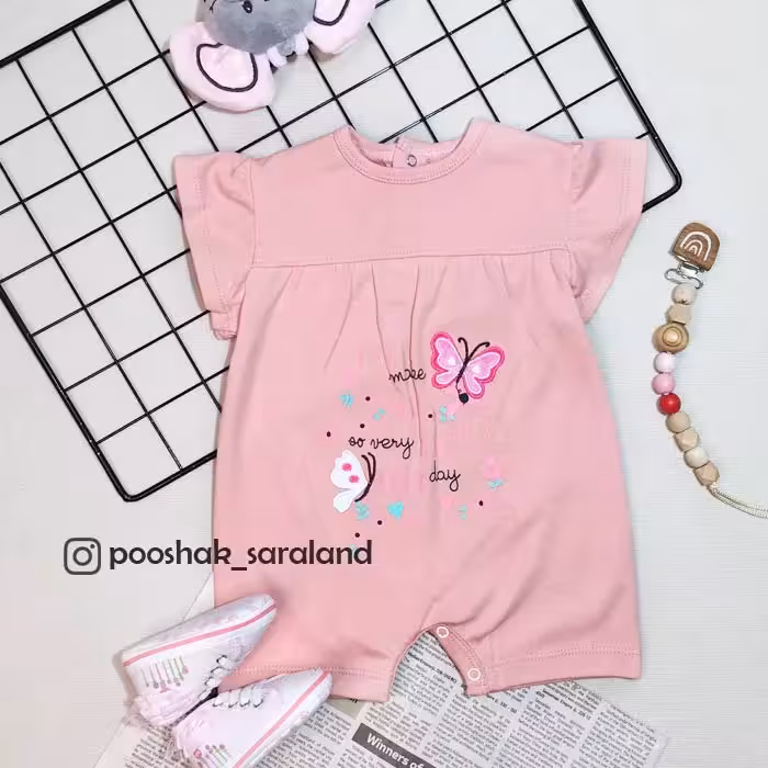 رامپر نوزادی دخترانه طرح پروانه