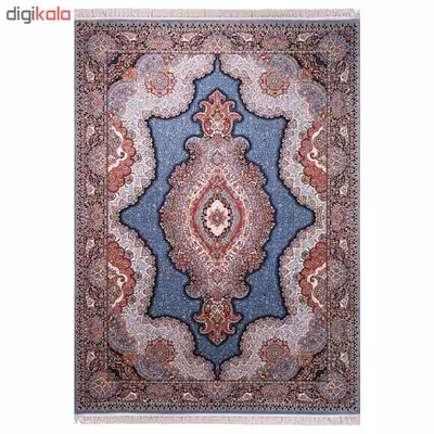 فرش ماشینی زمرد مشهد مدل یاس زمینه آبی