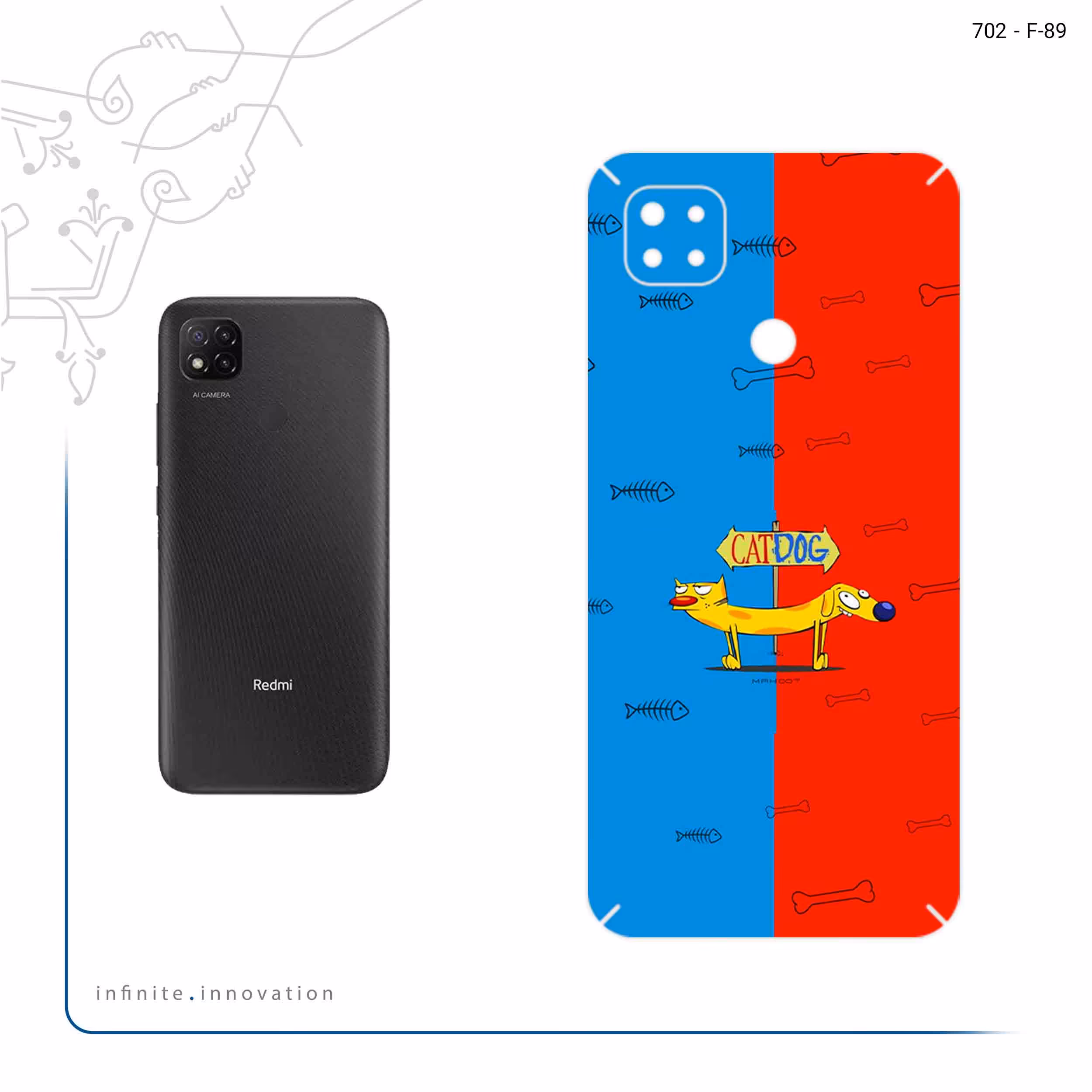 برچسب پوششی ماهوت مدل CatDog مناسب برای گوشی موبایل شیائومی Redmi 9 Activ