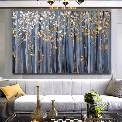 تابلو نقاشی ورق طلا مدل نقش برجسته طرح درختان کد 0038