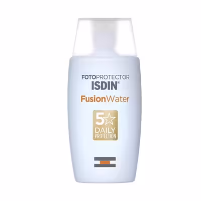کرم ضد آفتاب بی رنگ ایزدین SPF50 مدل Fusion Water 5 Daily مناسب انواع پوست حجم 50 میلی لیتر