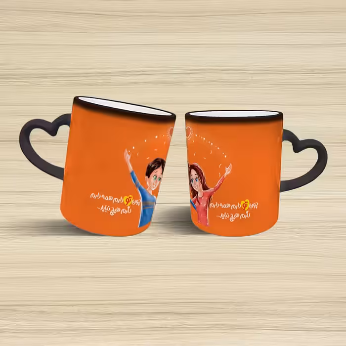 ماگ حرارتی مدل دسته قلبی طرح عاشقانه کد 136