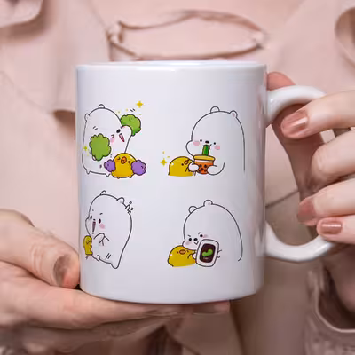 ماگ مدل خرس و جوجه کوچولوی بازیگوش