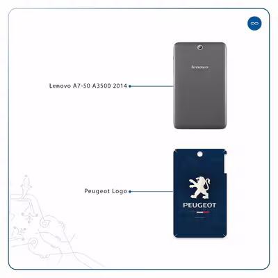 برچسب پوششی ماهوت مدل Peugeot-Logo مناسب برای تبلت لنوو A7-50 A3500 2014