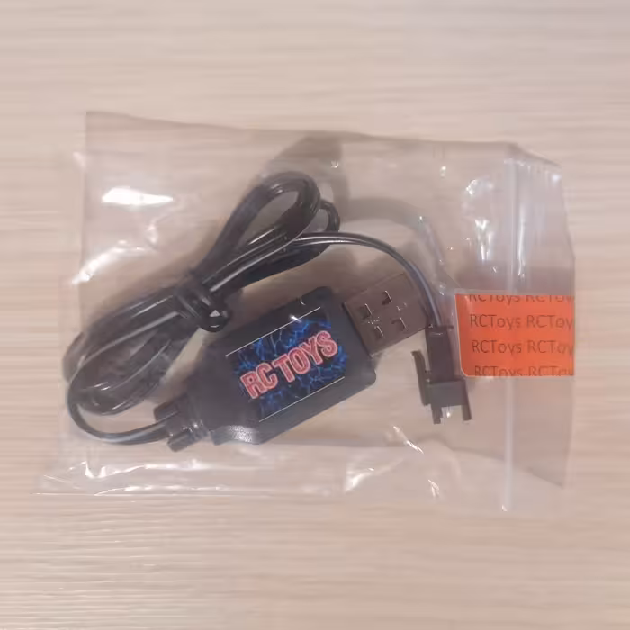 شارژر باتری ماشین کنترلی آرسی تویز مدل RCT_6v_USB_250mA_SM به همراه سوکت SM دو پین