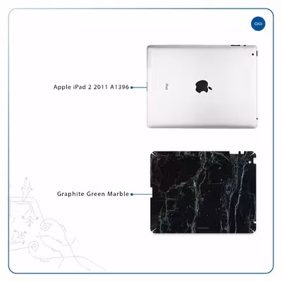 برچسب پوششی ماهوت مدل Graphite-Green-Marble مناسب برای تبلت اپل iPad 2 2011 A1396