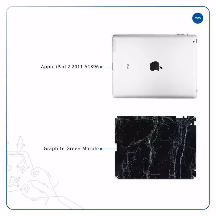 برچسب پوششی ماهوت مدل Graphite-Green-Marble مناسب برای تبلت اپل iPad 2 2011 A1396