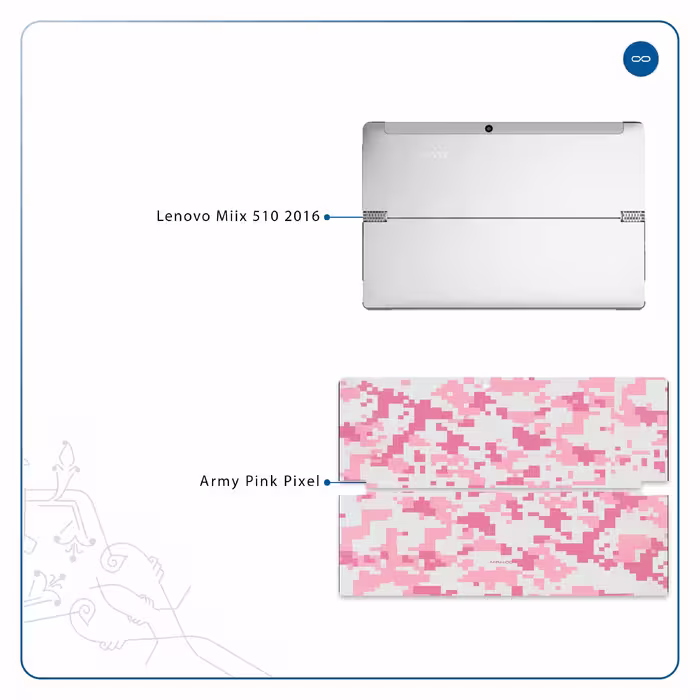 برچسب پوششی ماهوت مدل Army-Pink-pixel مناسب برای تبلت لنوو Miix 510 2016
