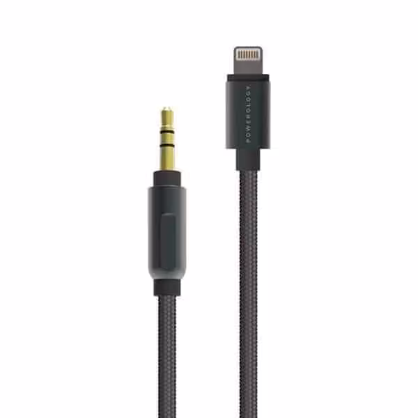 کابل تبدیل لایتنینگ به AUX پاورولوژی مدل P12LAUGY طول 1.2 متر