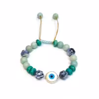 دستبند چشم نظر و سنگ های سودالیت، امازونیت و فیروزه کد 310022