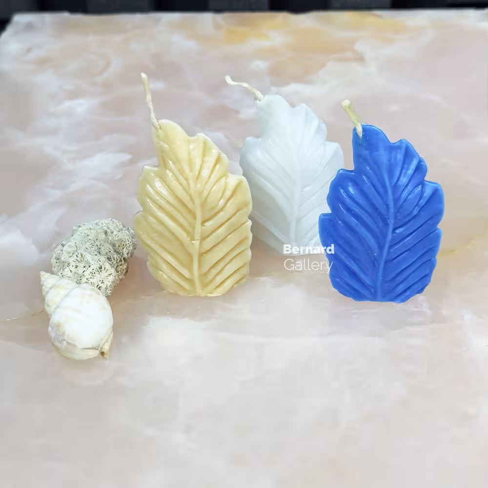 شمع دست ساز مدل طرح برگ بسته 3 عددی