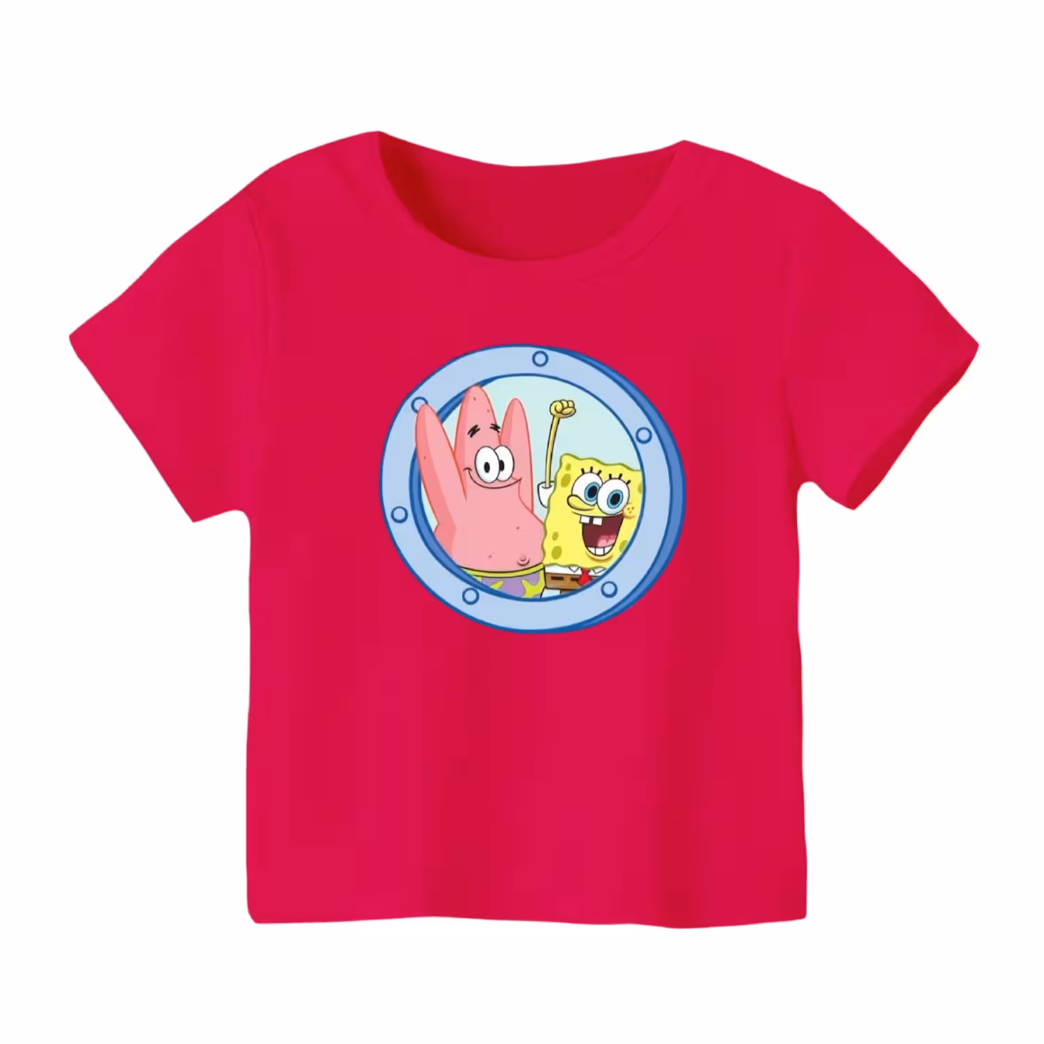 تی شرت آستین کوتاه بچگانه مدل باب اسفنجی کد 11 رنگ سرخابی
