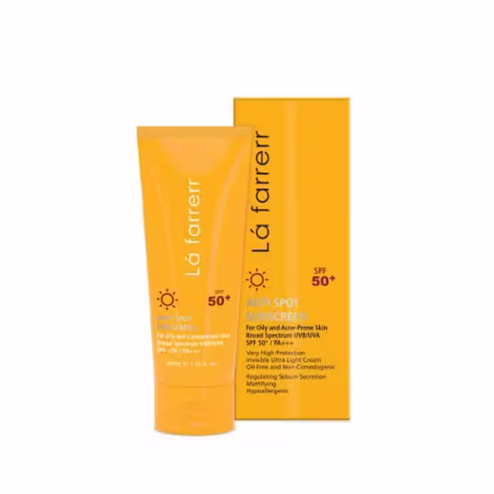 لافارر کرم ضد آفتاب و ضد لک بی رنگ SPF 50 مخصوص پوست های چرب و مستعد آکنه