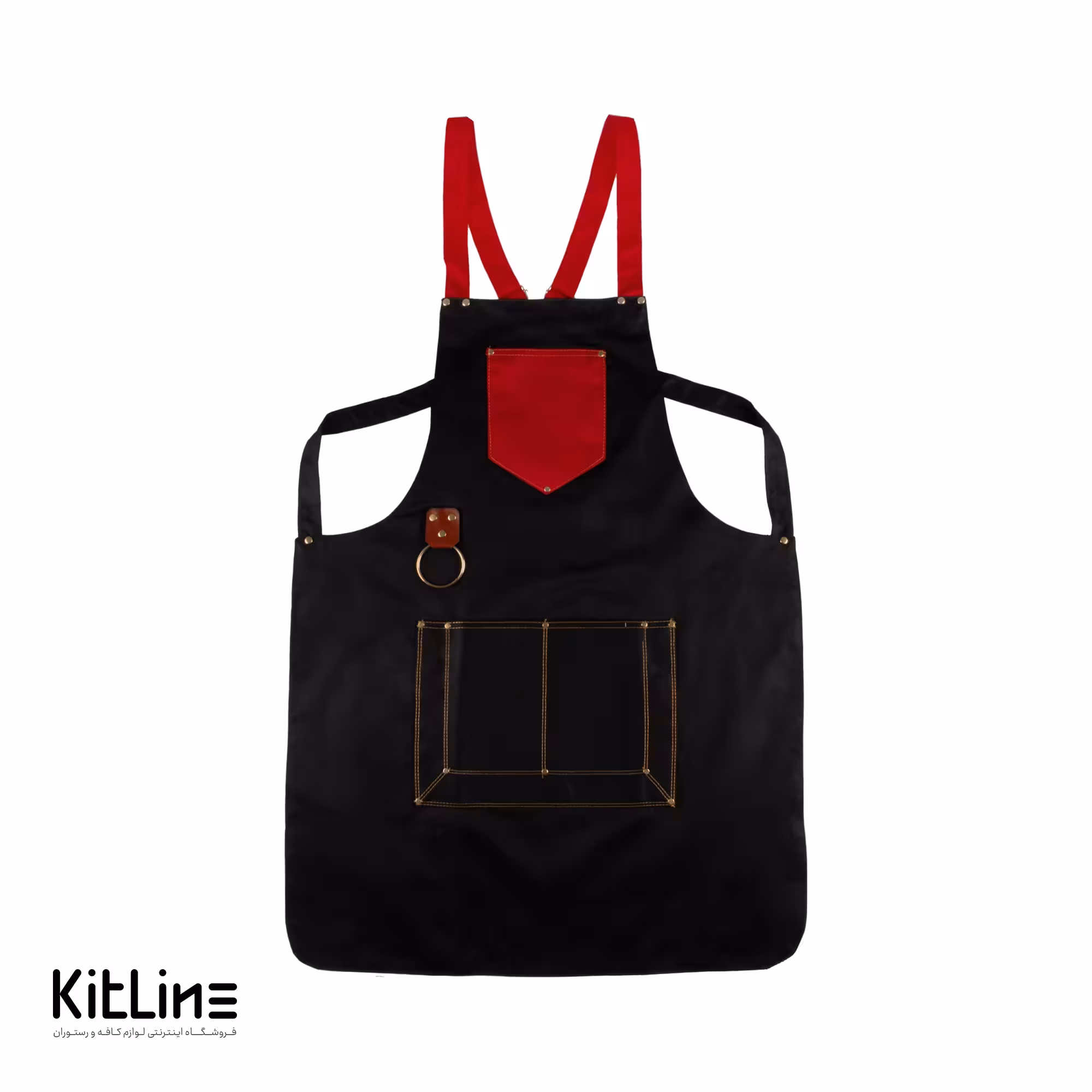 پیشبند ترگال مشکی خرج کار قرمز مدل آرسین تک فرم