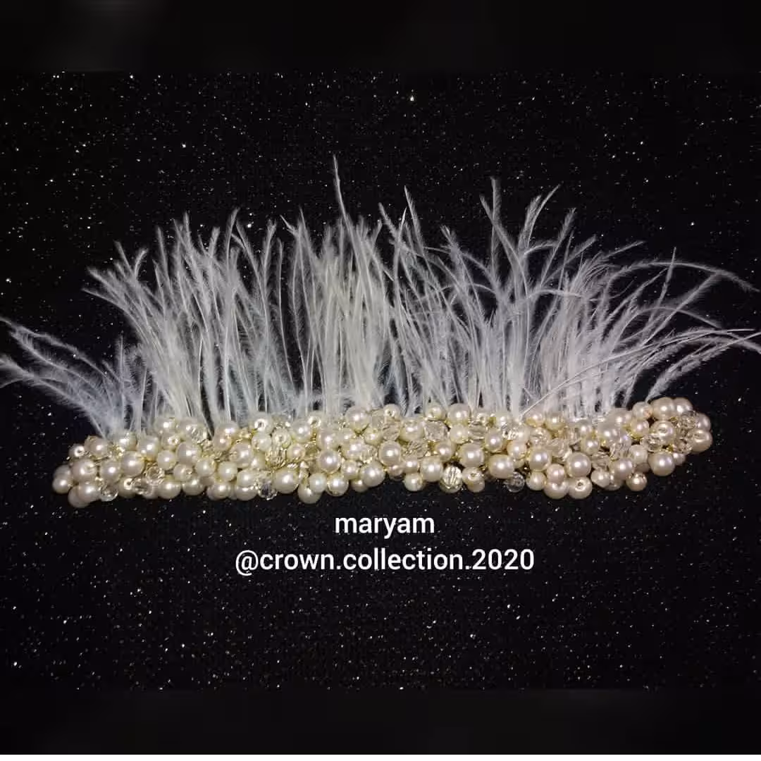 ریسه مرواریدی پر سوزنی سفید 