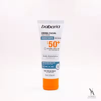 کرم ضد آفتاب هیالورونیک اسید باباریا BABARIA با SPF50 حجم 75 میل
