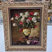 تابلو فرش دستبافت تبریز طرح گل طولی، مارکدار، رج 50، چله ابریشم، جنس اصیل ایرانی و با کیفیت
