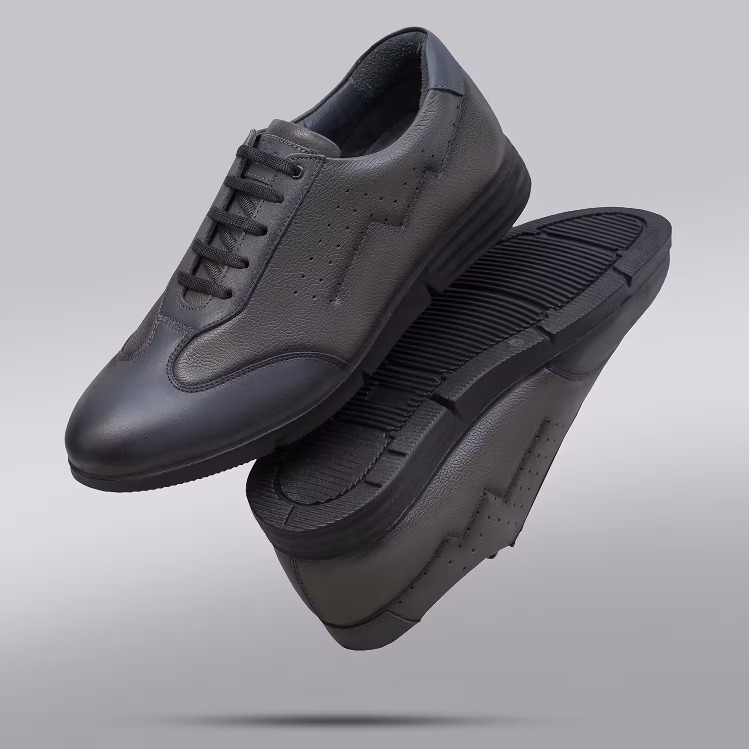 کفش چرم مردانه اسپرت کد SP233GR رنگ طوسی