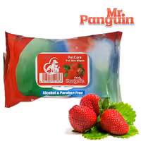 دستمال مرطوب پاکتی برند مستر پنگوئن Mr. Panguin با رایحه توت فرنگی تعداد 50 برگی