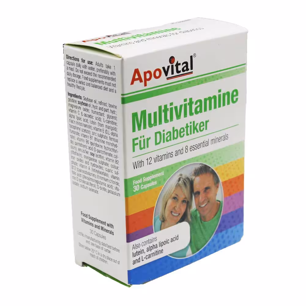 کپسول مولتی ویتامین افراد دیابتی آپوویتال 30 عددی