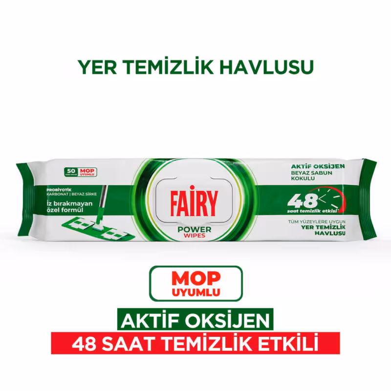 دستمال مرطوب مخصوص تی فیری Fairy قابل شستشو رایحه صابون سفید بسته 50 عددی