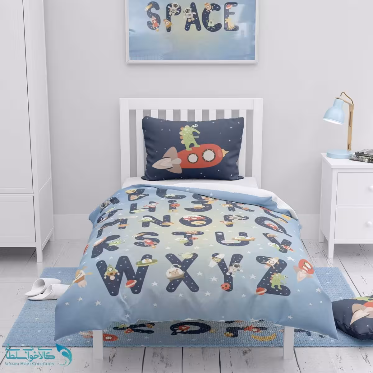 روتختی اتاق کودک طرح موشک سایز یکنفره کد A4114