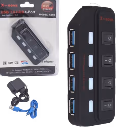 هاب 4 پورت USB3.0 ایکس نوا مدل X-810 - دوسو آی تی