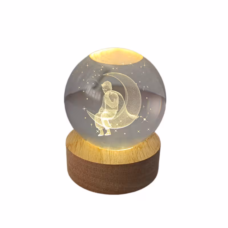 چراغ خواب مدل گوی کریستال طرح شازده کوچولو