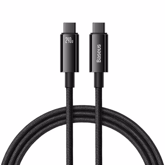کابل شارژ USB-C به USB-C بیسوس مدل Tungsten Gold CAWJ040201 طول 3 متر توان 240 وات