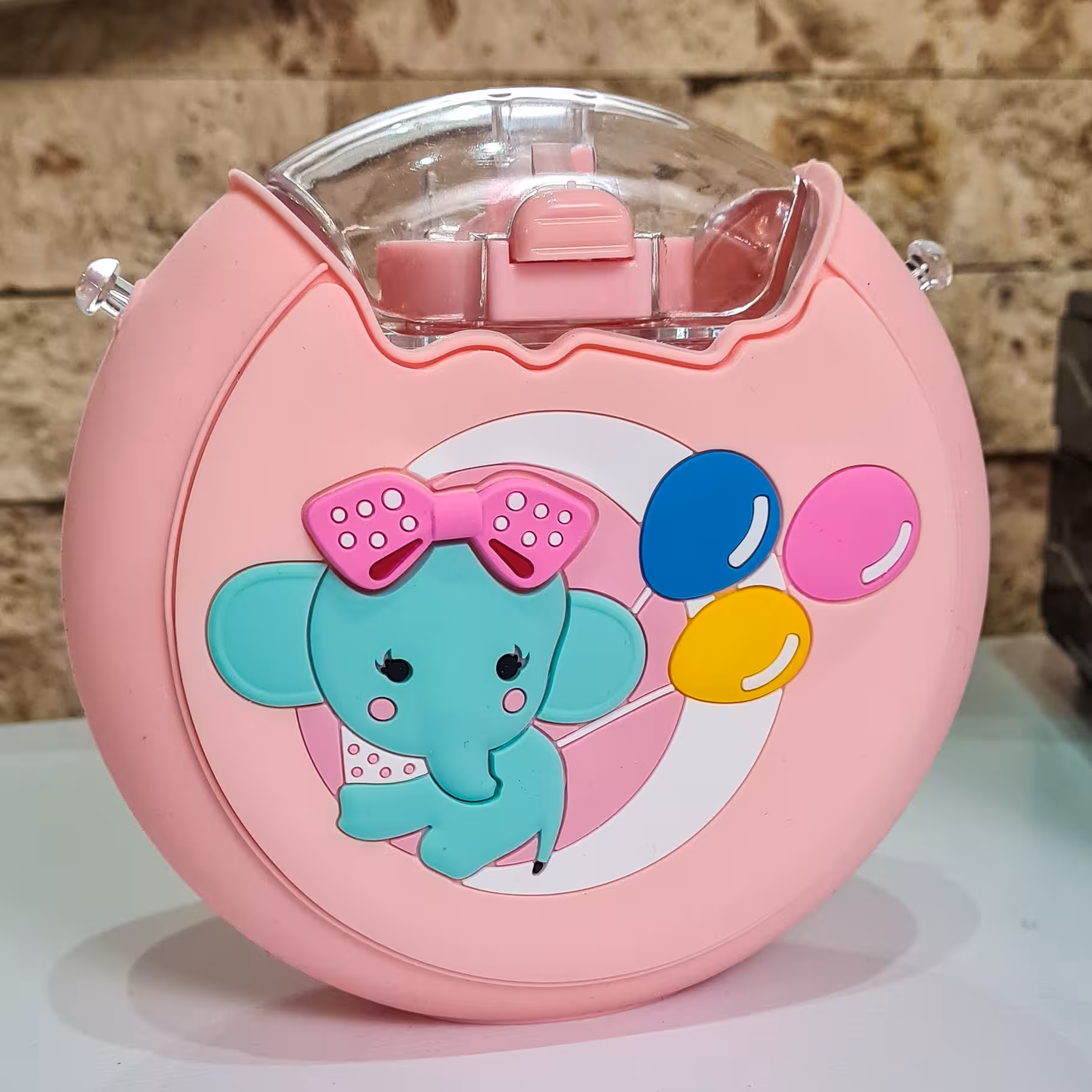 قمقمه دور سیلیکونی فانتزی صورتی مدل فیل