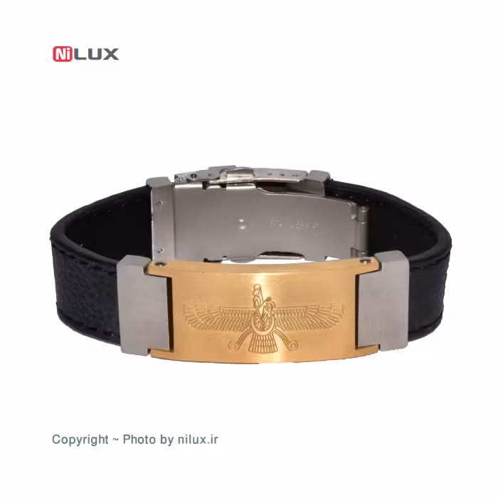 دستبند چرم مدل Faravahr رنگ طلایی