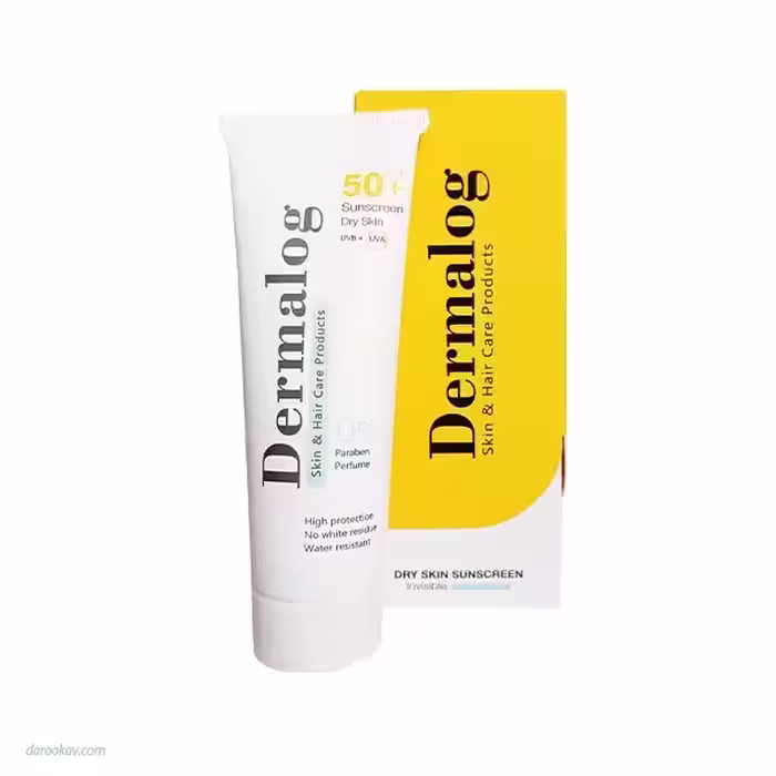 قیمت وخرید کرم ضد آفتاب بی رنگ درمالوگ SPF50 پوست خشک 50 میل