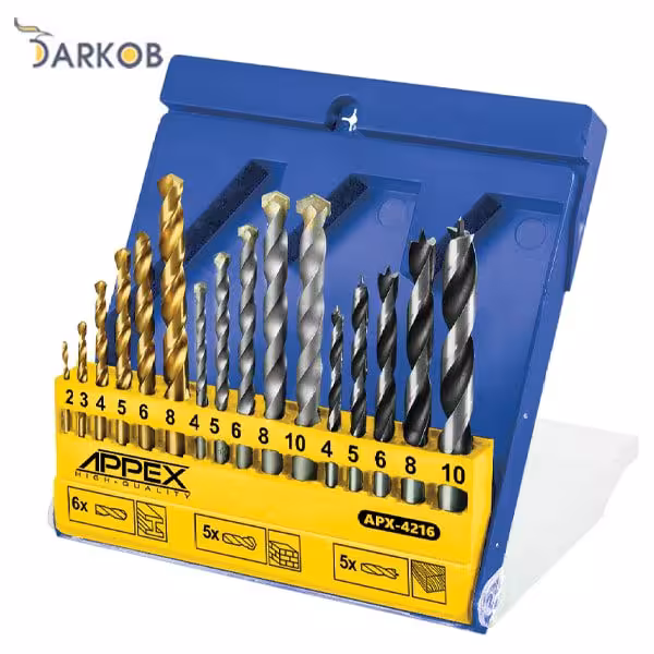 ست 16 عددی مته الماس،آهن، چوب اپکس مدل 4216