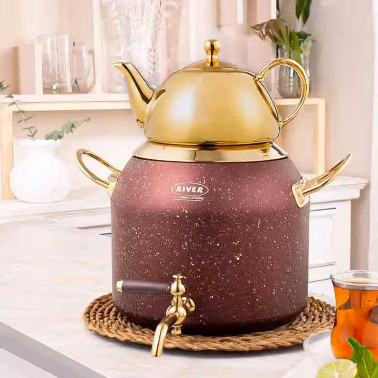 کتری قوری شیر دار 6لیتر گرانیت زرشکی ریور کد 5843