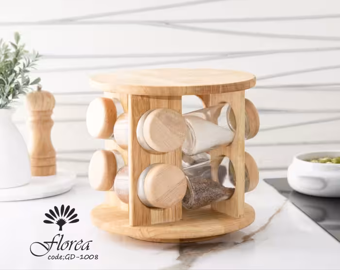 ادویه 8 تایی شیشه ساده گردون کد GD-1008 فلورا