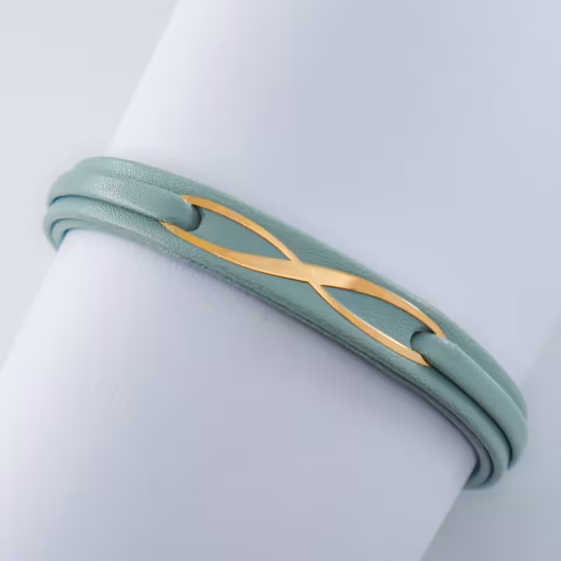 دستبند چرم پلاک بی نهایت