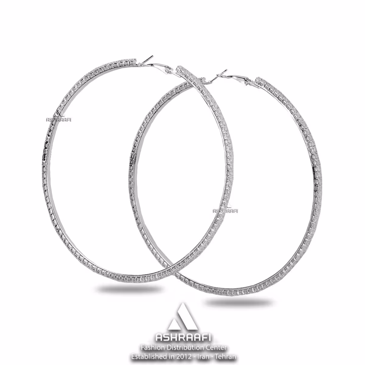 گوشواره حلقهای بزرگ نگین دار Big Diamond Hoop Earrings S1