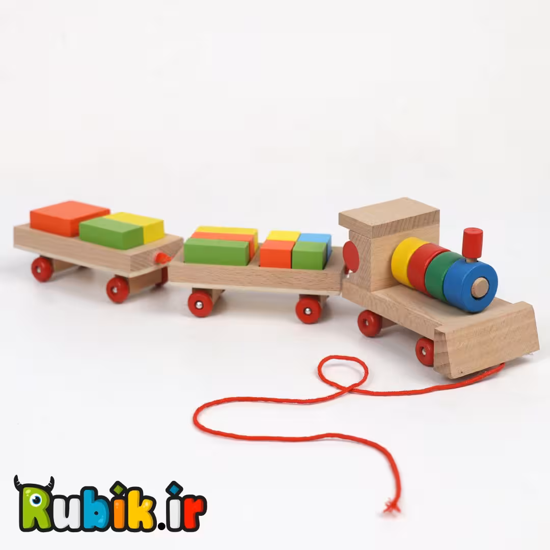 قطار اشکال چوبی جعبه سبز