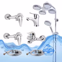 ست 7 عددی شیرآلات برند آیدا صنعت مدل قهرمان اردکی | شیر حمام   روشویی   دو عدد توالت   علم دوش یونیورست هلی شاتی   دو عدد شلنگ توالت | کروم براق