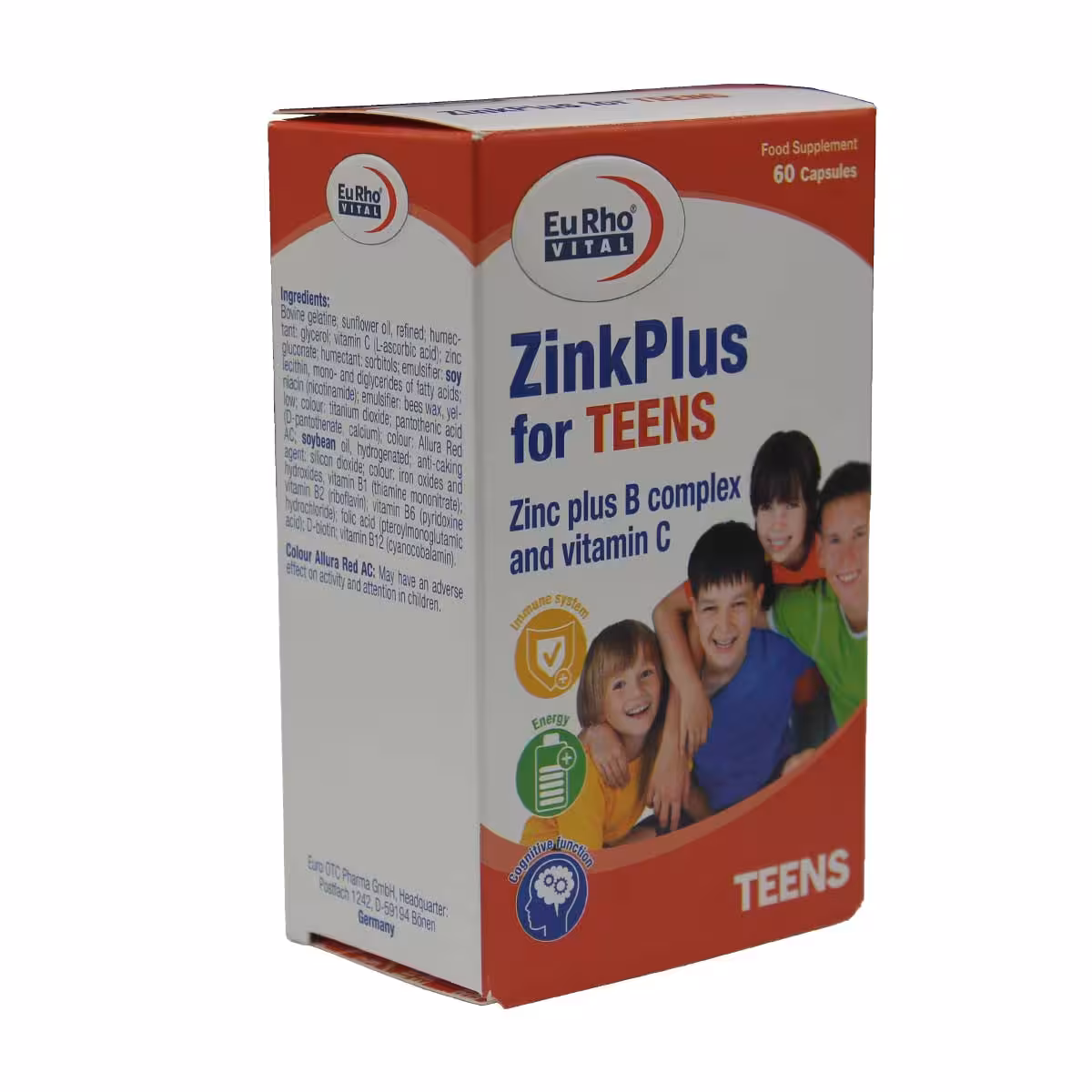 کپسول زینک پلاس فور تینز یوروویتال 60 عددی