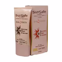 ضدآفتاب کرم پودری و پرایمری سان سیف انواع پوست بژ عاجی spf50