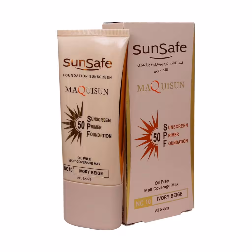 ضدآفتاب کرم پودری و پرایمری سان سیف انواع پوست بژ عاجی spf50