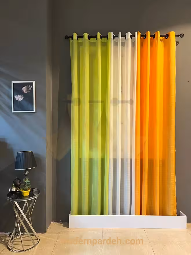 پرده آماده پانچی حریر بافتدار سه رنگ مناسب عرض پنجره 1/5 تا 2 متر