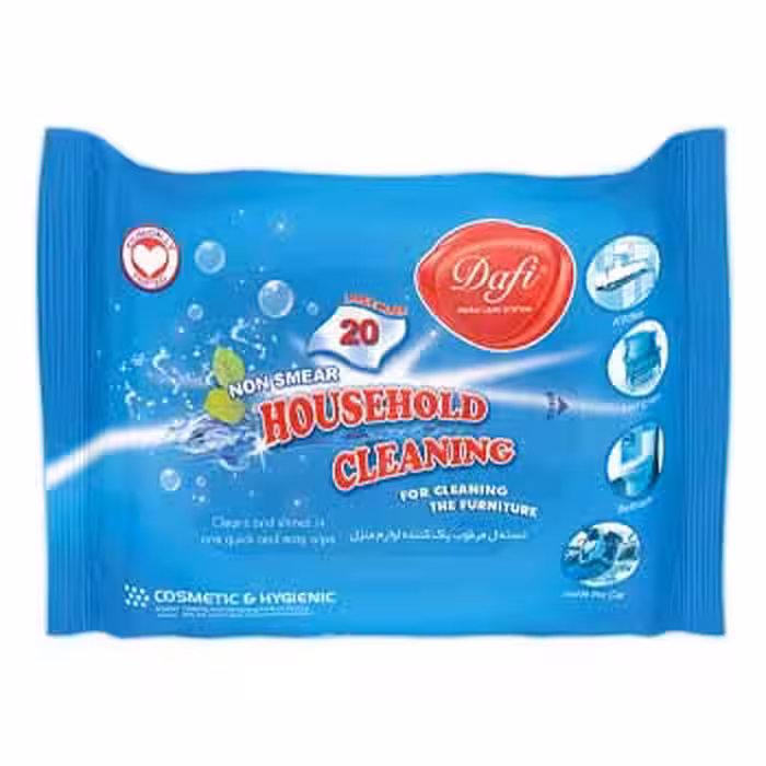 دستمال مرطوب پاک کننده لوازم منزل 20 برگی دافی