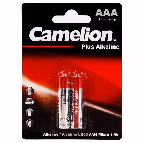 باتری آلکالاین نیم قلمی کملیون Plus Alkaline بسته 2 تایی اندازه AAA