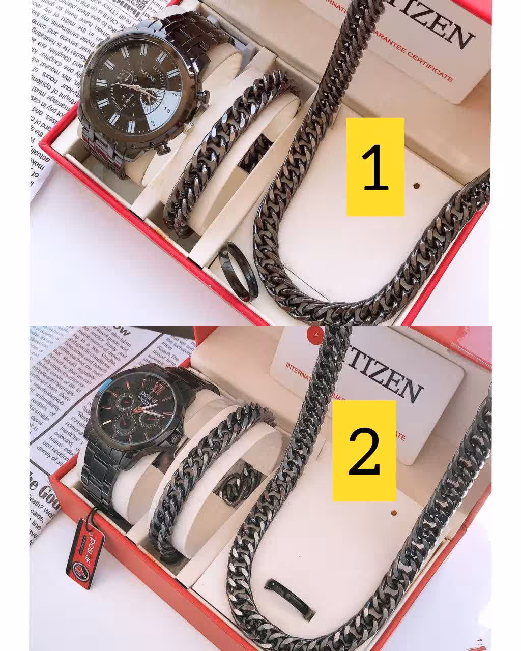 ست مردانه ساعت و کارتیر مشکی 240300380