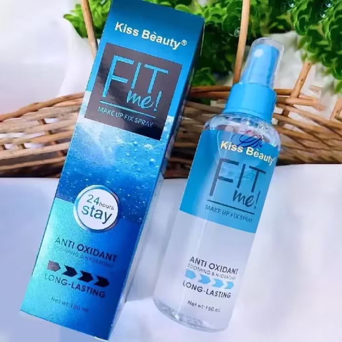 اسپری فیکساتور کیس بیوتی Kiss Beauty آبی مدل فیت می FIT me حجم 150 میل