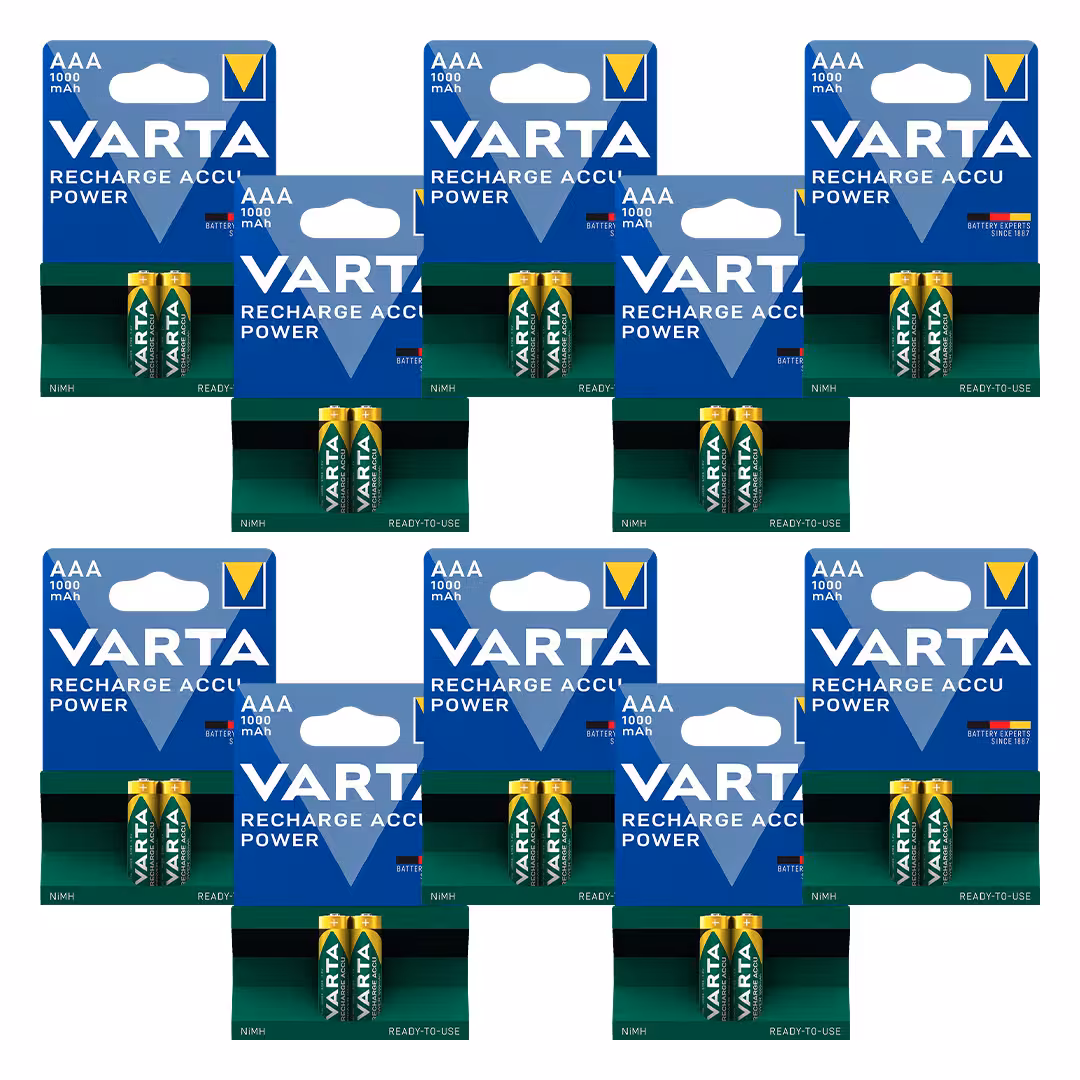 باتری نیم قلمی قابل شارژ وارتا مدل accus 1000 مجموعه 20 عددی