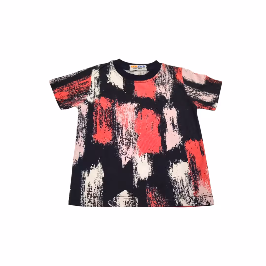 تیشرت آبرنگی پسرانه طرح سرمه‌ای قرمز مناسب 2 تا 3 سال